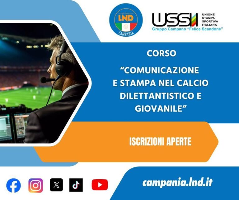 C.R. Campania FIGC LND: al via corso ‘Stampa nel calcio dilettantistico e giovanile’